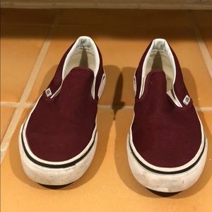 Maroon Slip on Vans. Size 6 (M)/7.5 (W). Like new